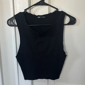 Zara Black Ribbed Tank Top